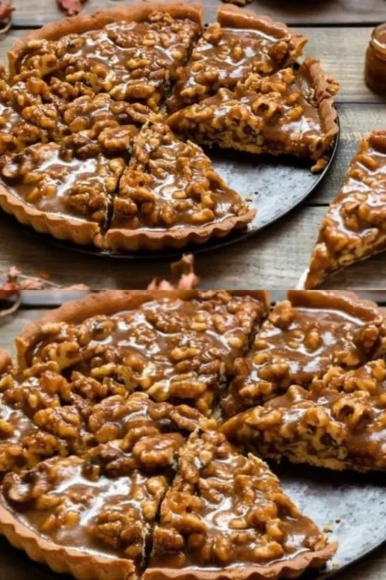 Crostata alle Noci e Caramello Salato con noci croccanti