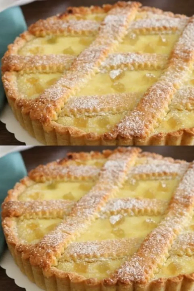Crostata di Ricotta al Limone con Frolla all'Olio, dolce italiano goloso.