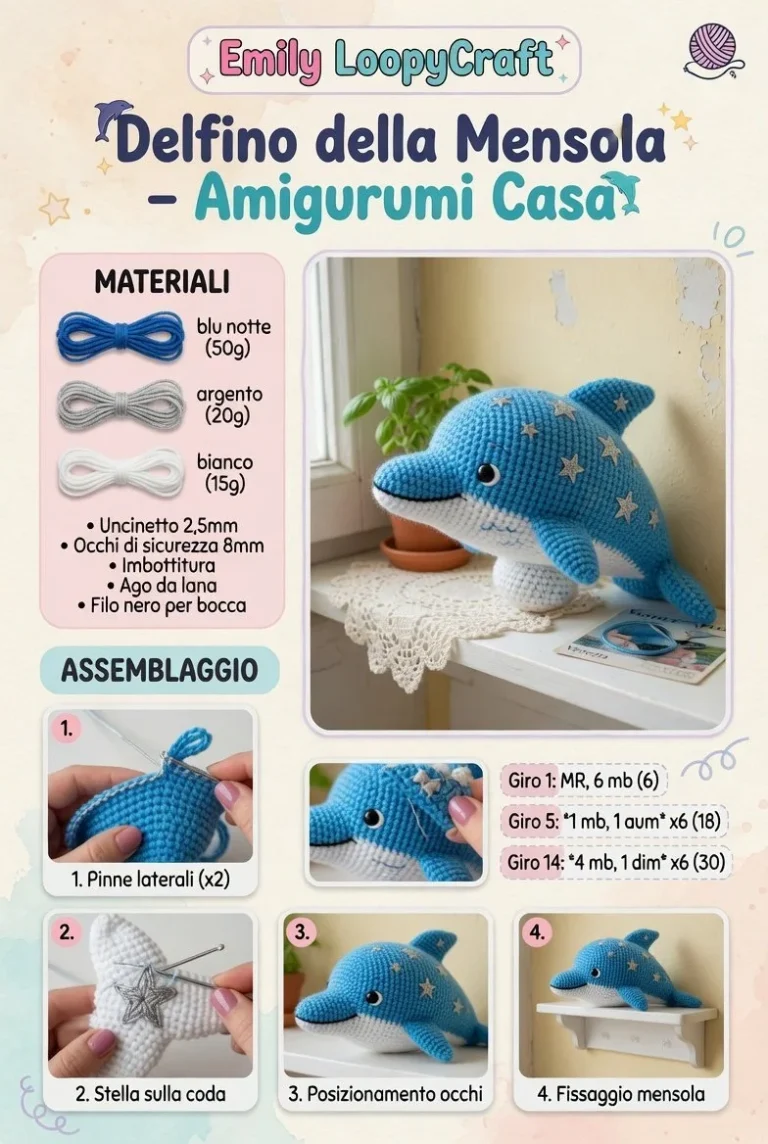 Amigurumi Delfino Stellato, un fantastico mare magico in crochet.