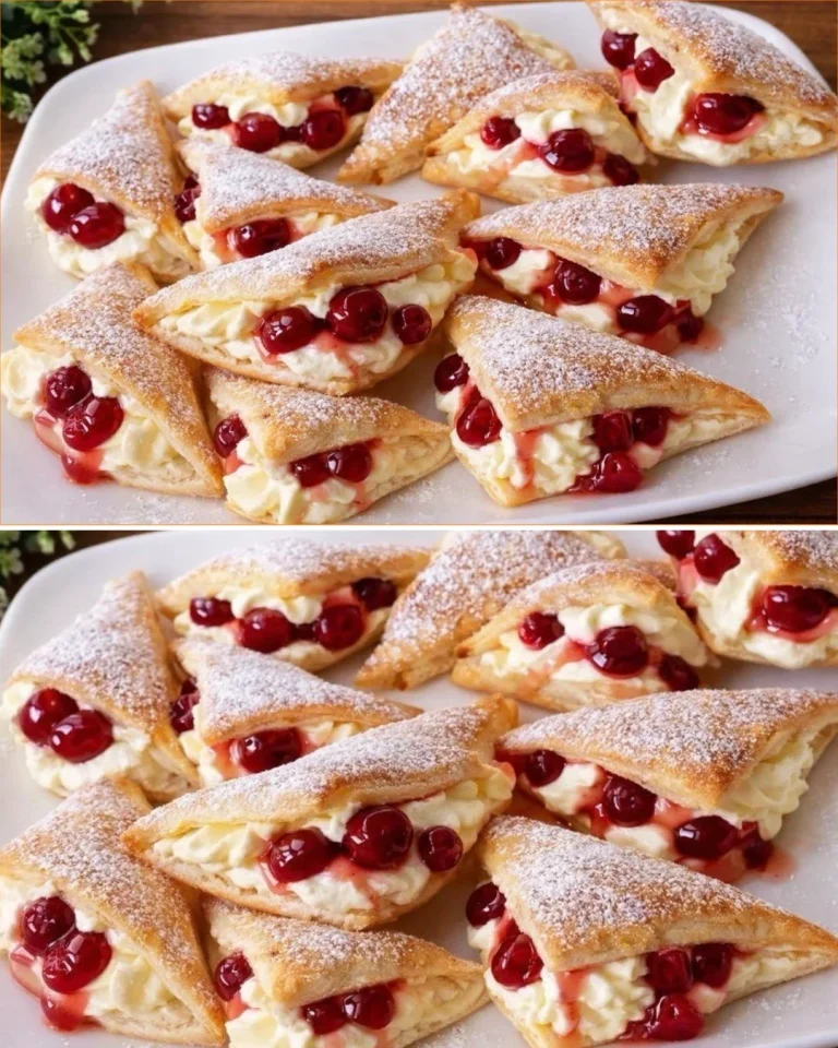 Dolce di sfoglia con ciliegie fresche e crema di formaggio