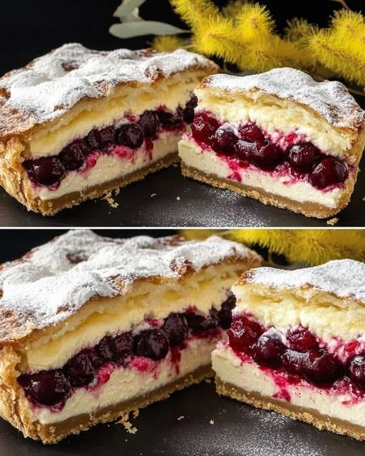 Torta con Marmellata di Ciliegie e Crema, dolce semplice e invitante