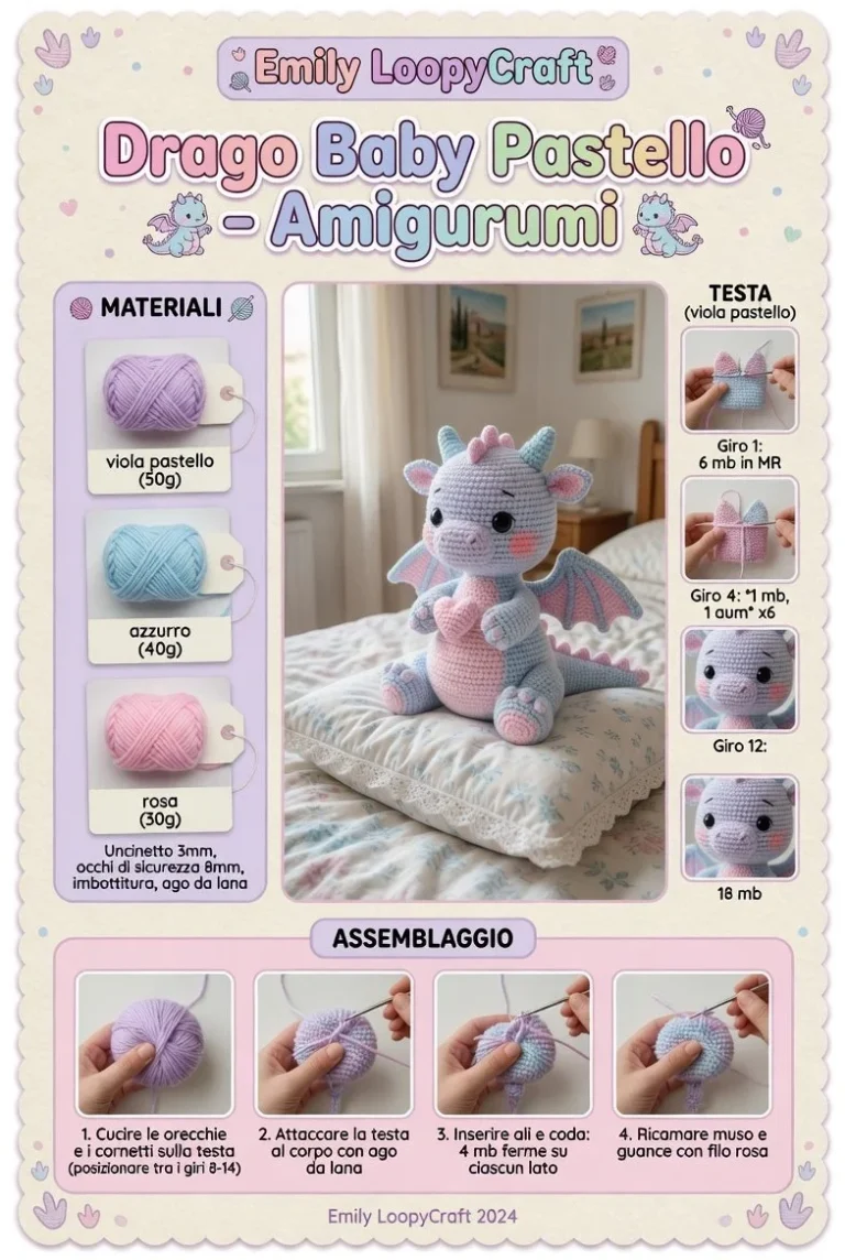 Drago Baby Pastello - Amigurumi colorato e morbido per bambini