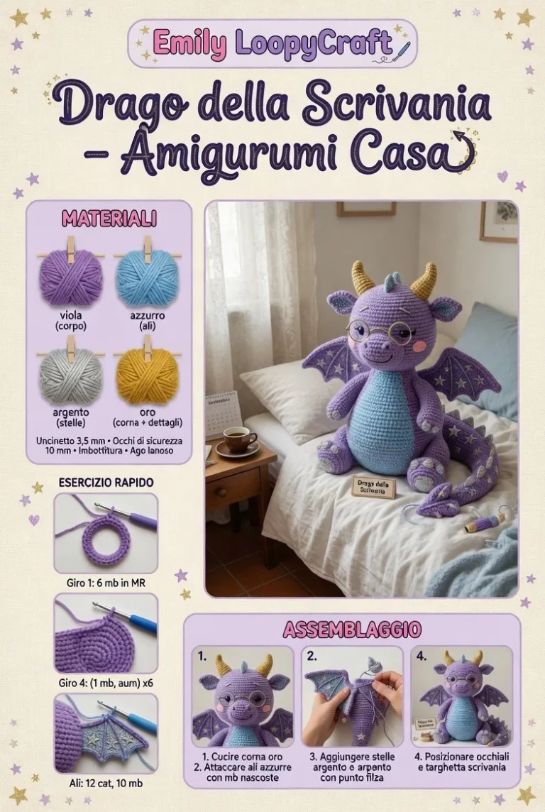 Amigurumi Drago Stellare, creatura extra celestiale in crochet.