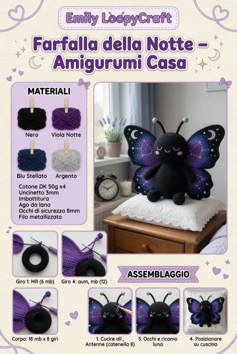 Farfalla Notturna, creazione amigurumi mystic in dettaglio