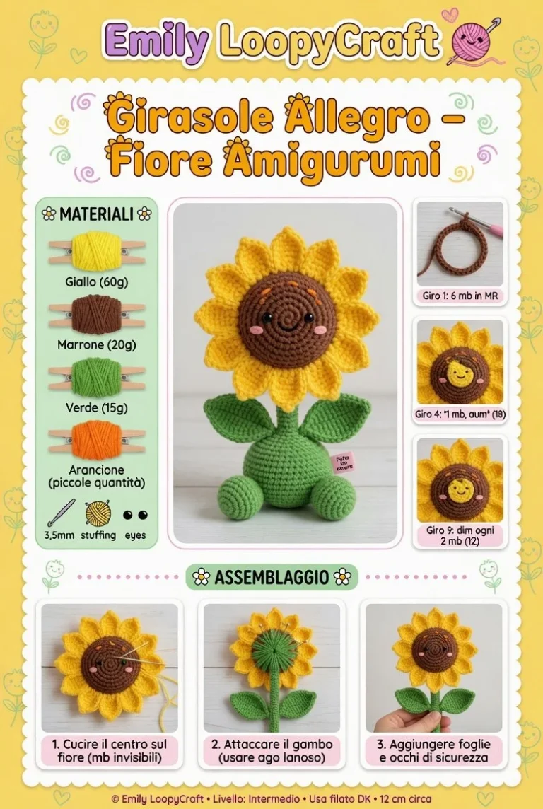 Girasole Allegro, un fiore amigurumi colorato e creativo