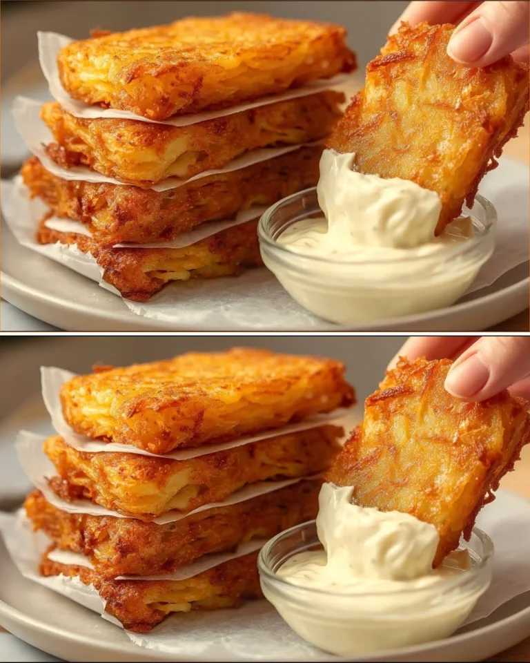 Hash browns croccanti con salsa di formaggio sopra