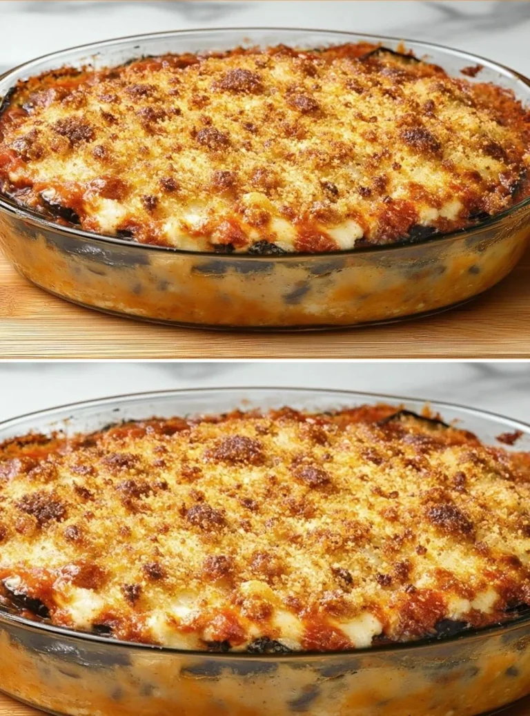 Piatto di melanzane alla pizzaiola con pomodoro e mozzarella