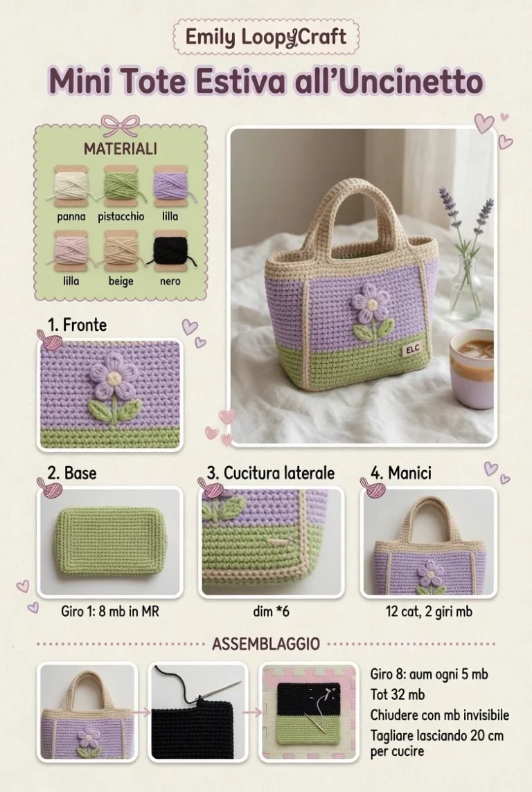Mini Tote Estiva all'Uncinetto, borsa leggera e pratica per l'estate