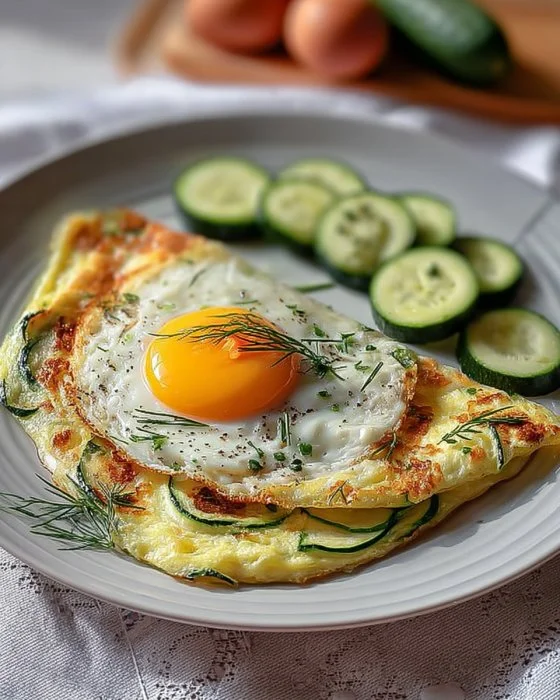 Omelette di Zucchine fresca e appetitosa servita su un piatto