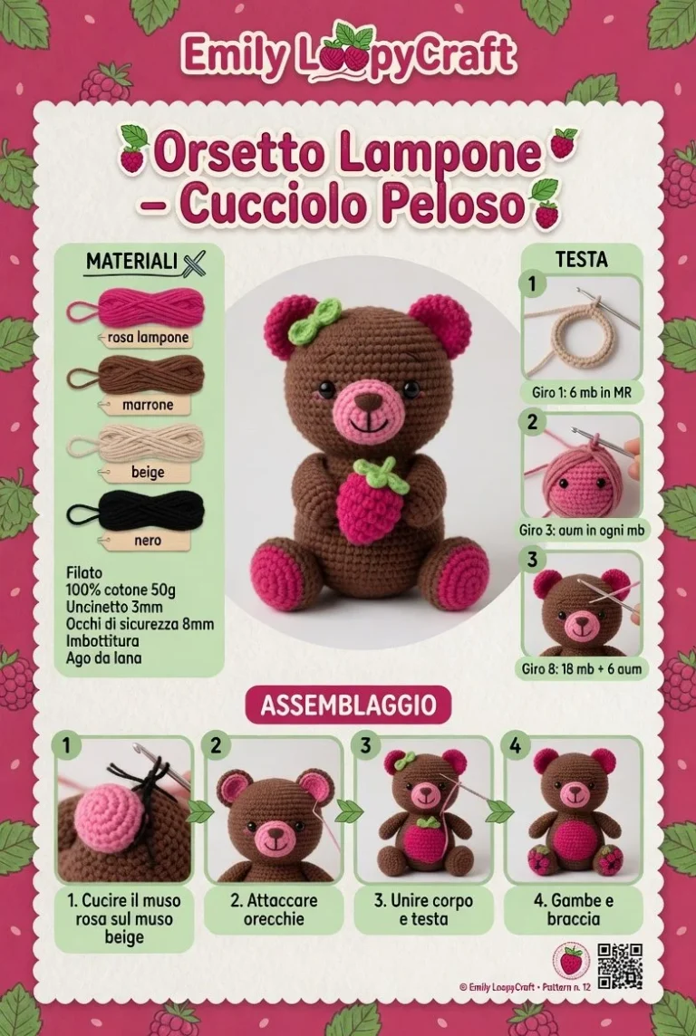 Orsetto Lampone, un adorabile cucciolo peloso pronto per giocare.