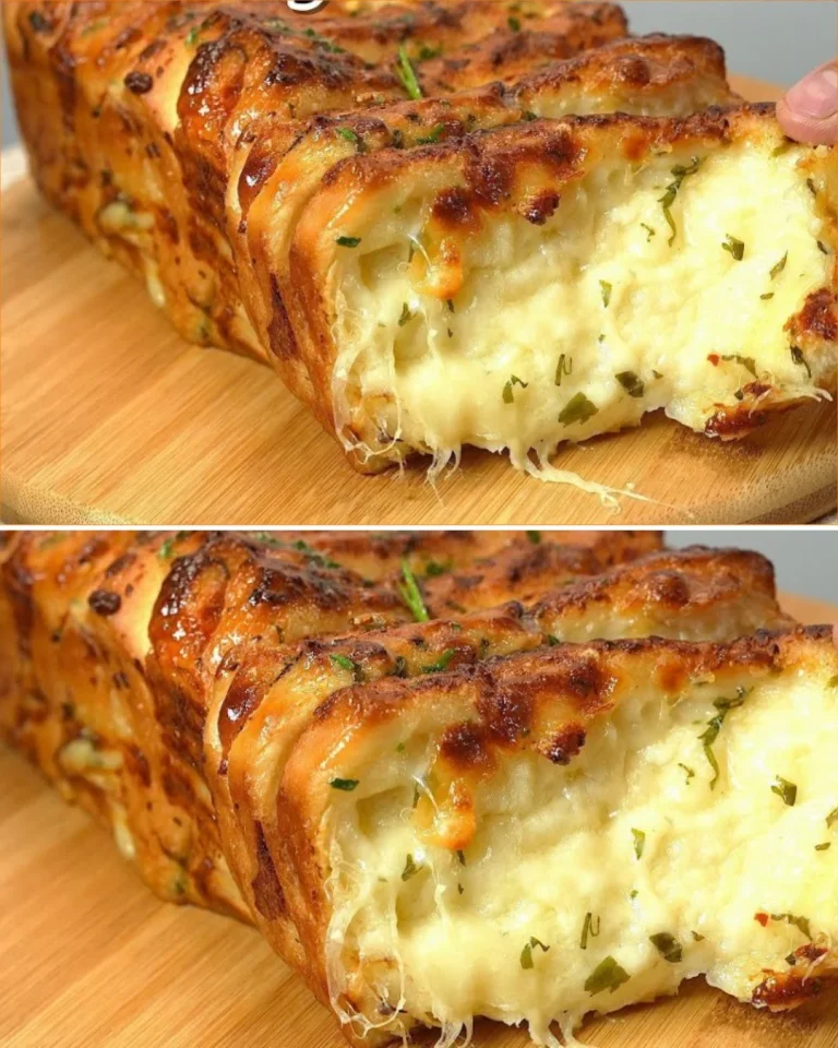 Pane all'aglio e formaggio dorato e fragrante appena sfornato