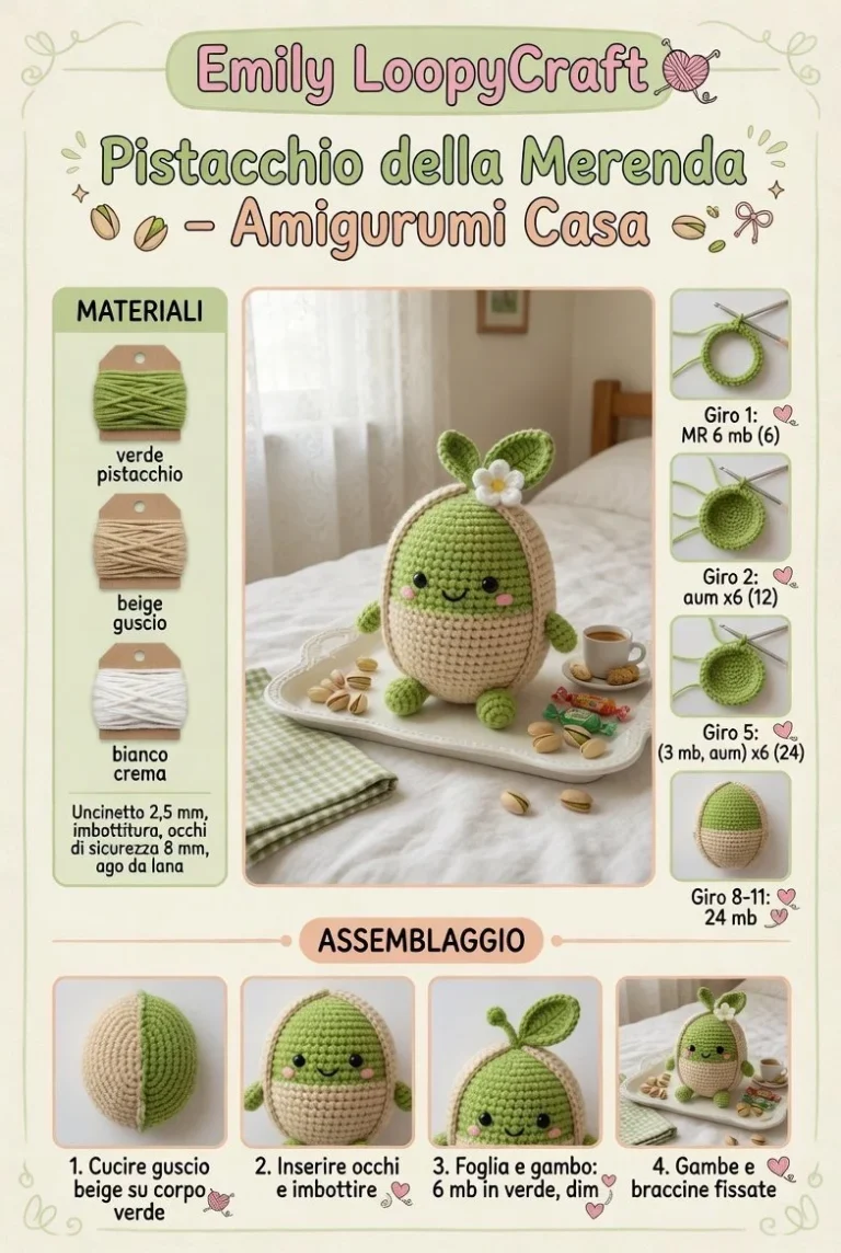 Amigurumi Pistacchio Magico siciliano colorato e artigianale