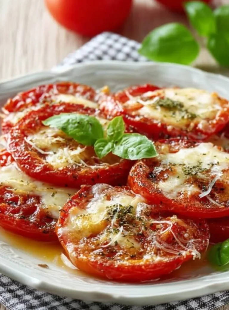Pomodori al Forno alla Caprese con mozzarella e basilico fresco