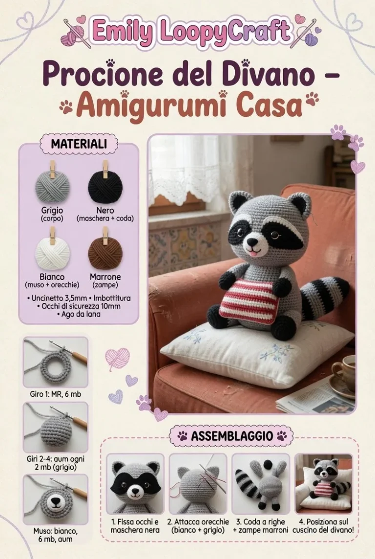 Procione Birichino Amigurumi Bosco Selvatico realizzato a mano