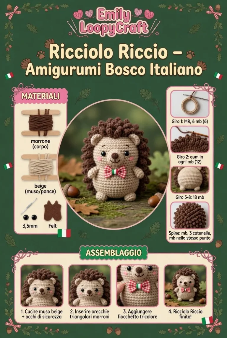 Amigurumi Ricciolo Riccio del Bosco Italiano realizzato a mano