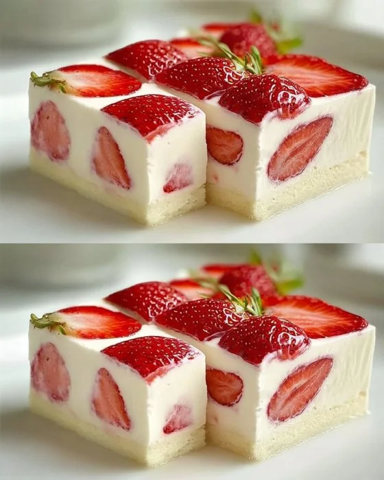 Semifreddo di fragole e panna pronto, un dessert estivo fresco e cremoso.