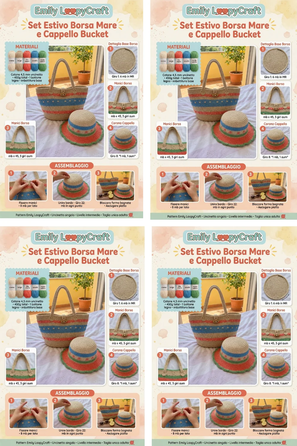 Set Estivo all’Uncinetto: Borsa Mare e Cappello Bucket per l’Estate