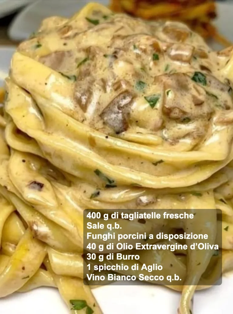 Tagliatelle con crema di parmigiano e funghi porcini gourmet
