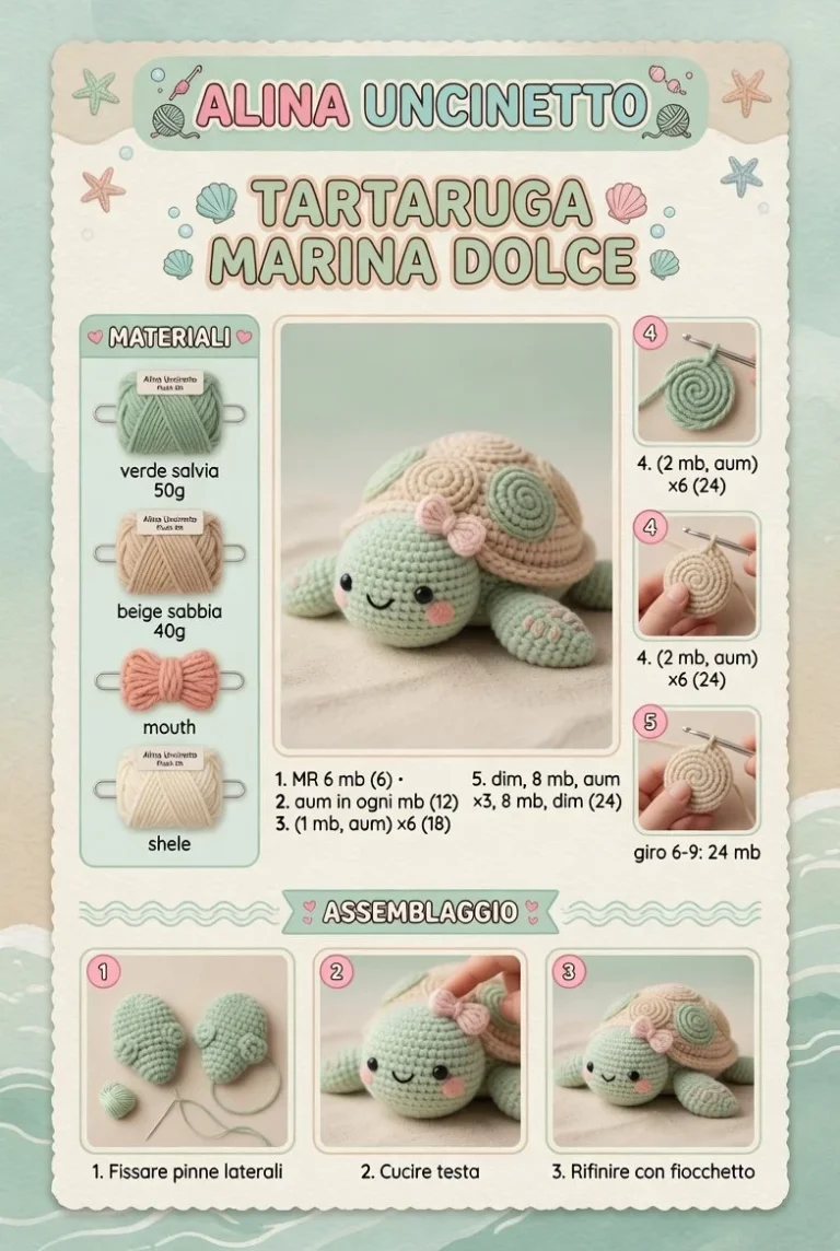 Tartaruga Amigurumi Marina Dolce per hobby di uncinetto