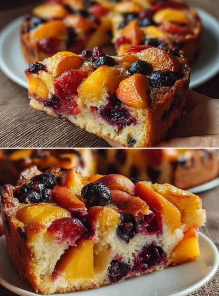 Torta Macedonia con frutta fresca e crema sopra