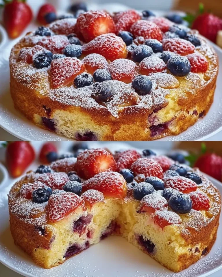 Deliziosa Torta Morbida di Fragole e Mirtilli con guarnizioni fresche