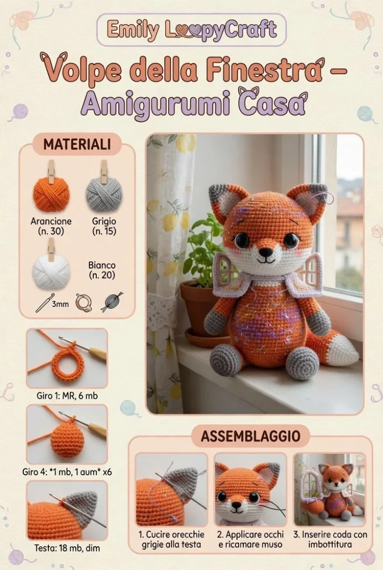 Volpe Nebulosa realizzata in amigurumi, simbolo dei misteriosi Outlands.