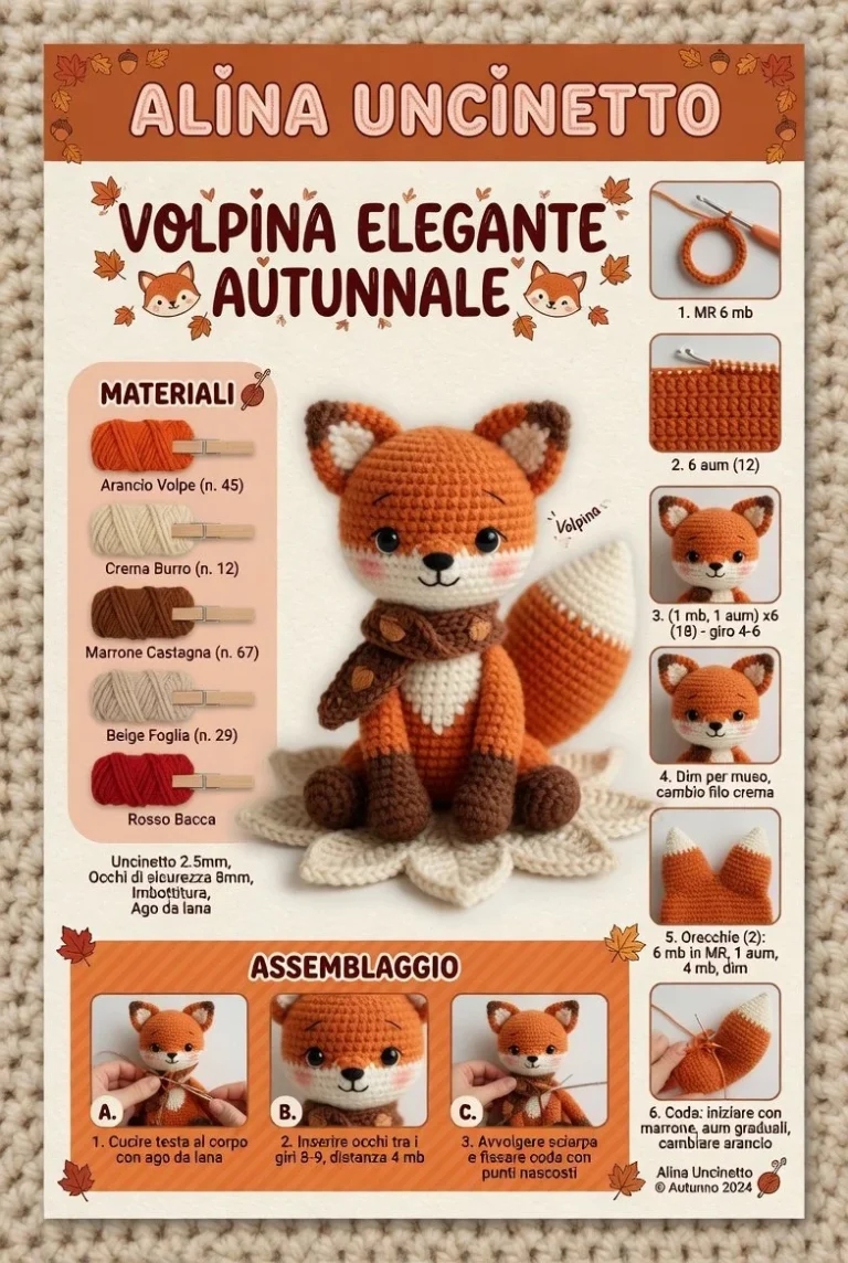 Volpe Amigurumi Elegante Autunnale in tonalità calde