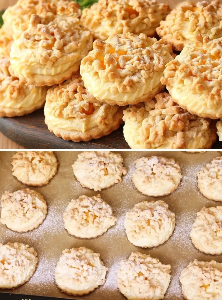 Biscotti ripieni di formaggio fresco appena sfornati, dolci e salati.