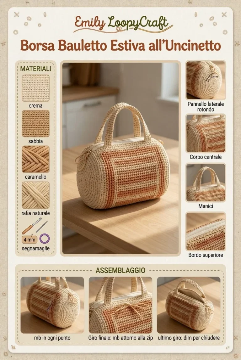 Borsa Bauletto Estiva all'uncinetto realizzata con schema moderno