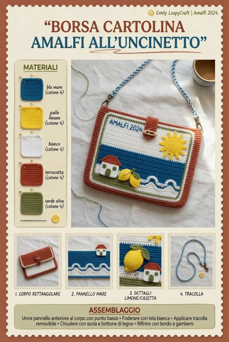 Borsa Cartolina di Amalfi all’uncinetto estivo italiano