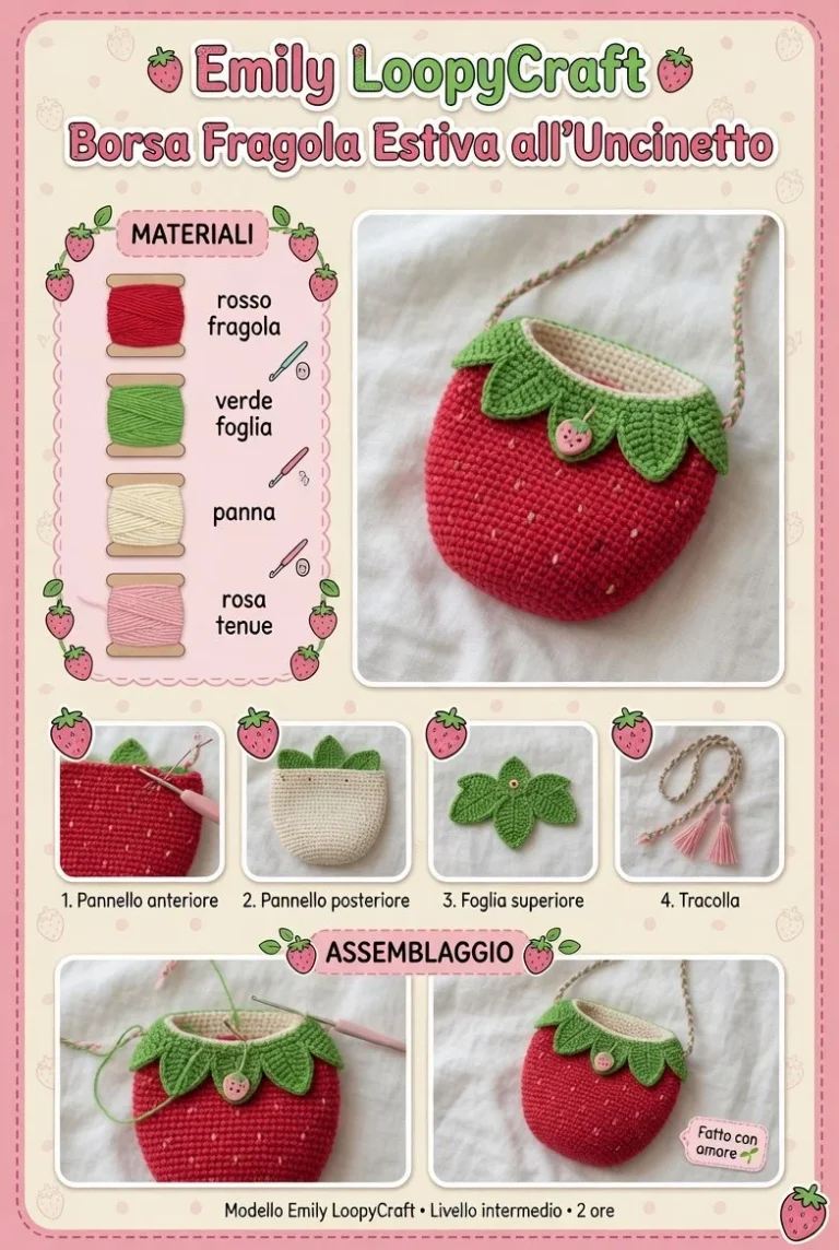 Schema per borsa uncinetto Fragola Estiva mini purse