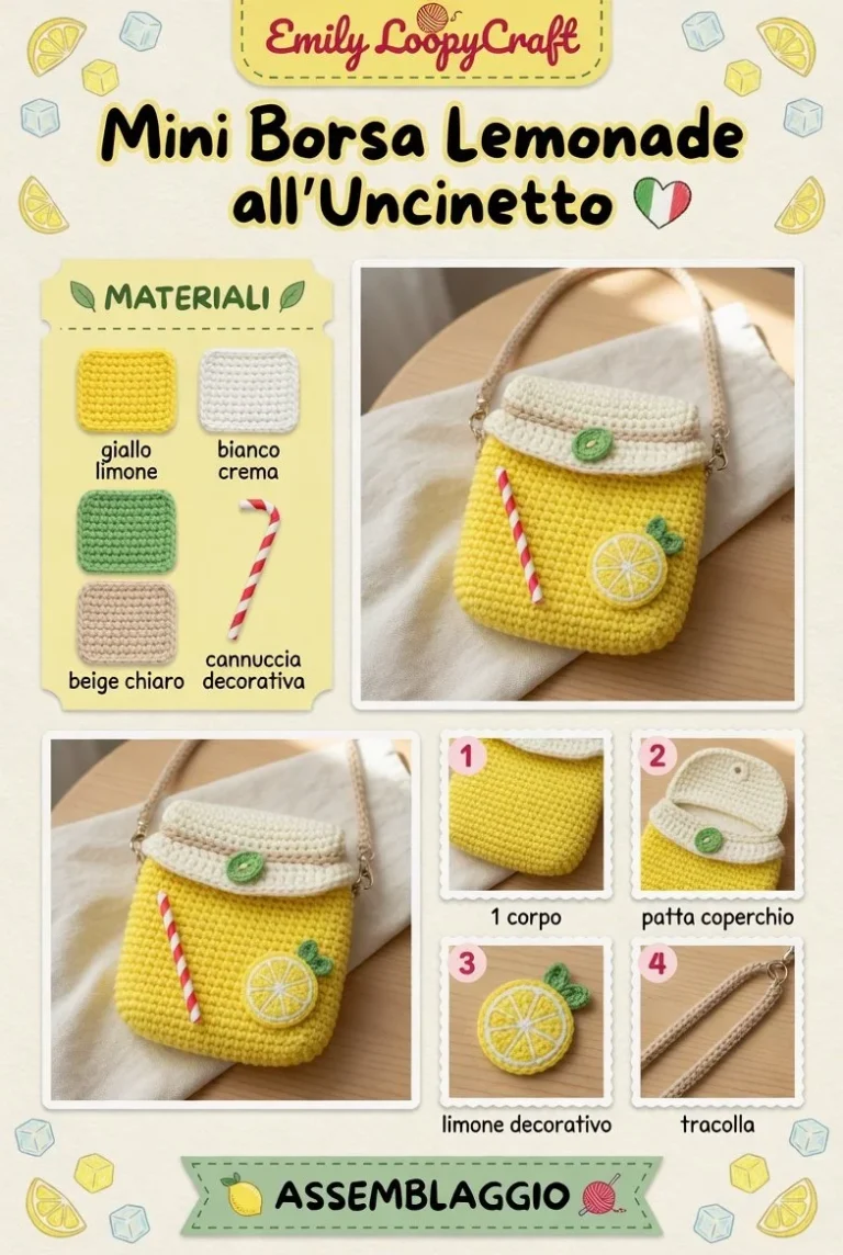 Borsa Mini Barattolo Lemonade all’Uncinetto per l'estate