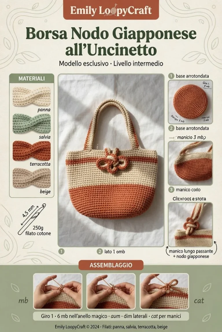 Borsa Nodo Giapponese all'Uncinetto, guida estiva passo passo per il fai da te