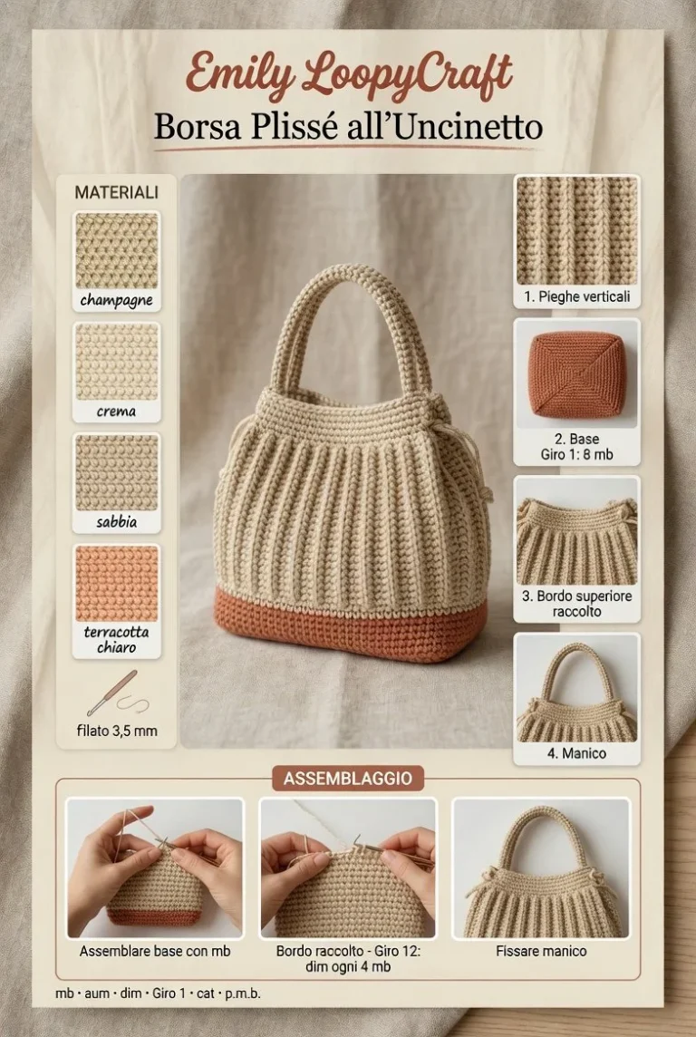 Borsa Plissé all’Uncinetto estiva elegante in colori vivaci