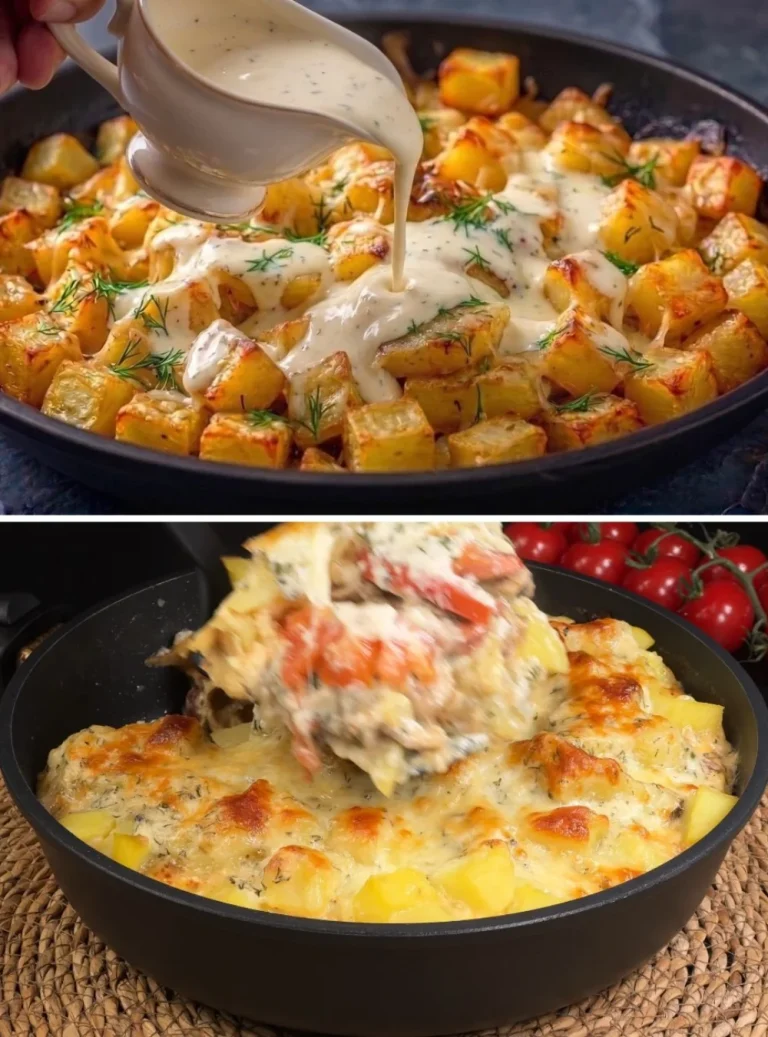 Casseruola di patate e formaggio appena sfornata