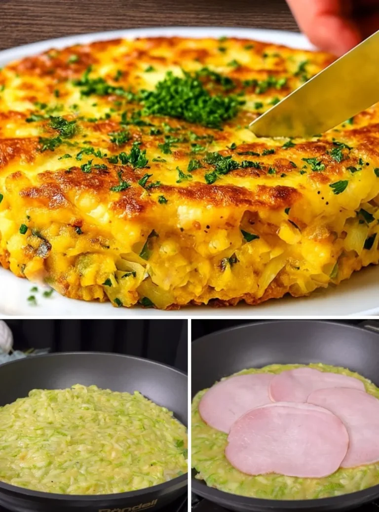 Casseruola di zucchine e uova appena sfornata su un tavolo da cucina