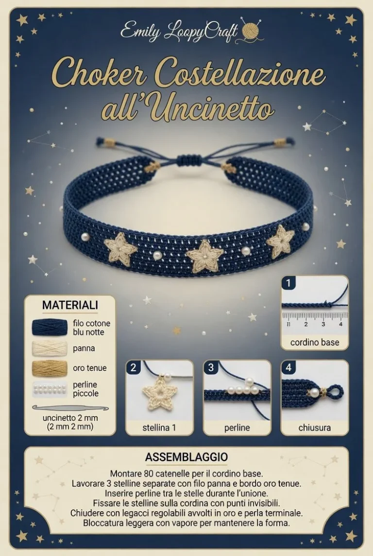 Choker Costellazione all’Uncinetto elegante e raffinato per ogni outfit