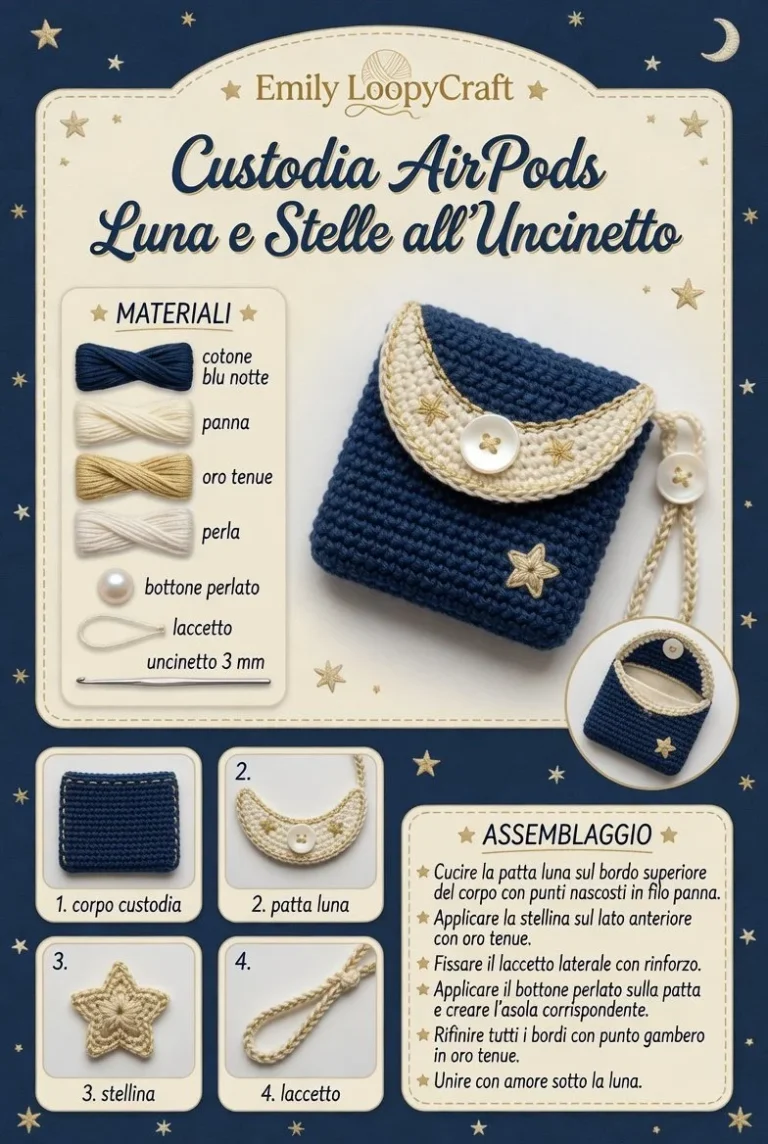 Custodia uncinetto Luna e Stelle per AirPods