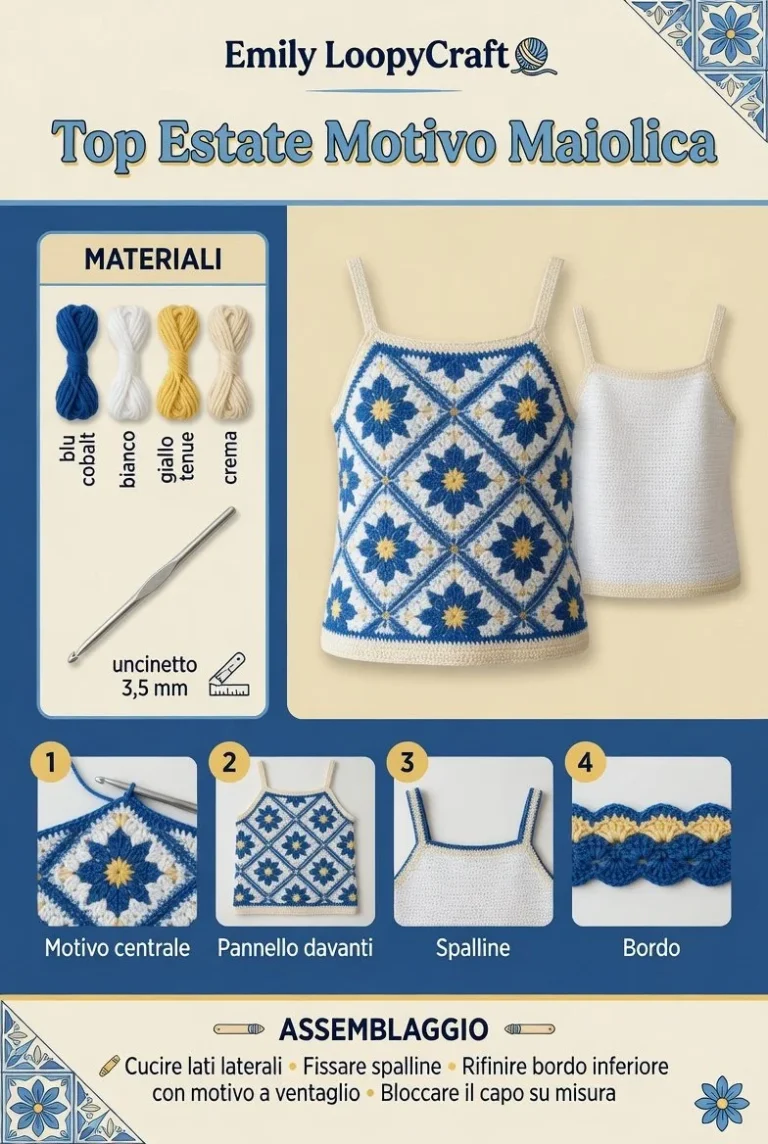 Schema un cinetto con motivo maiolica per progetti estivi colorati
