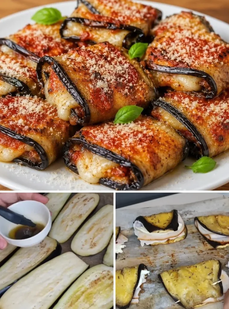 Melanzane al Forno con pollo e formaggio, delizioso piatto italiano.