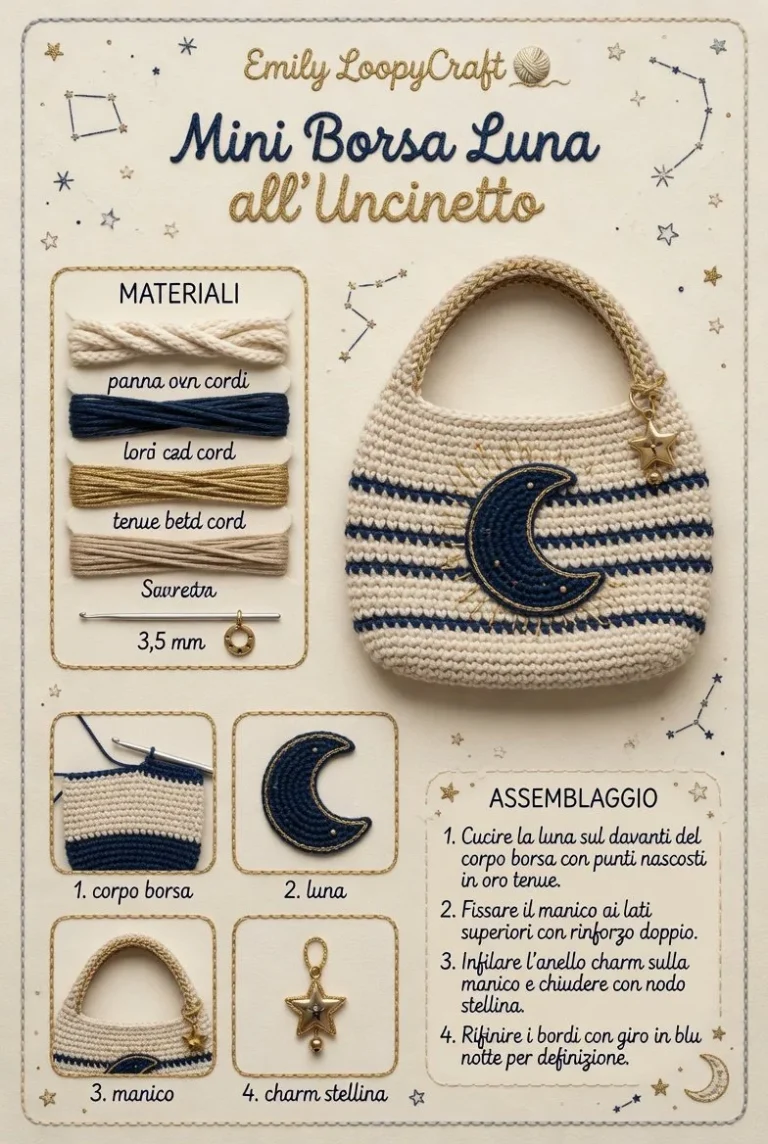 Mini Borsa Luna all’Uncinetto: Accessorio Estivo Romantico e alla Moda
