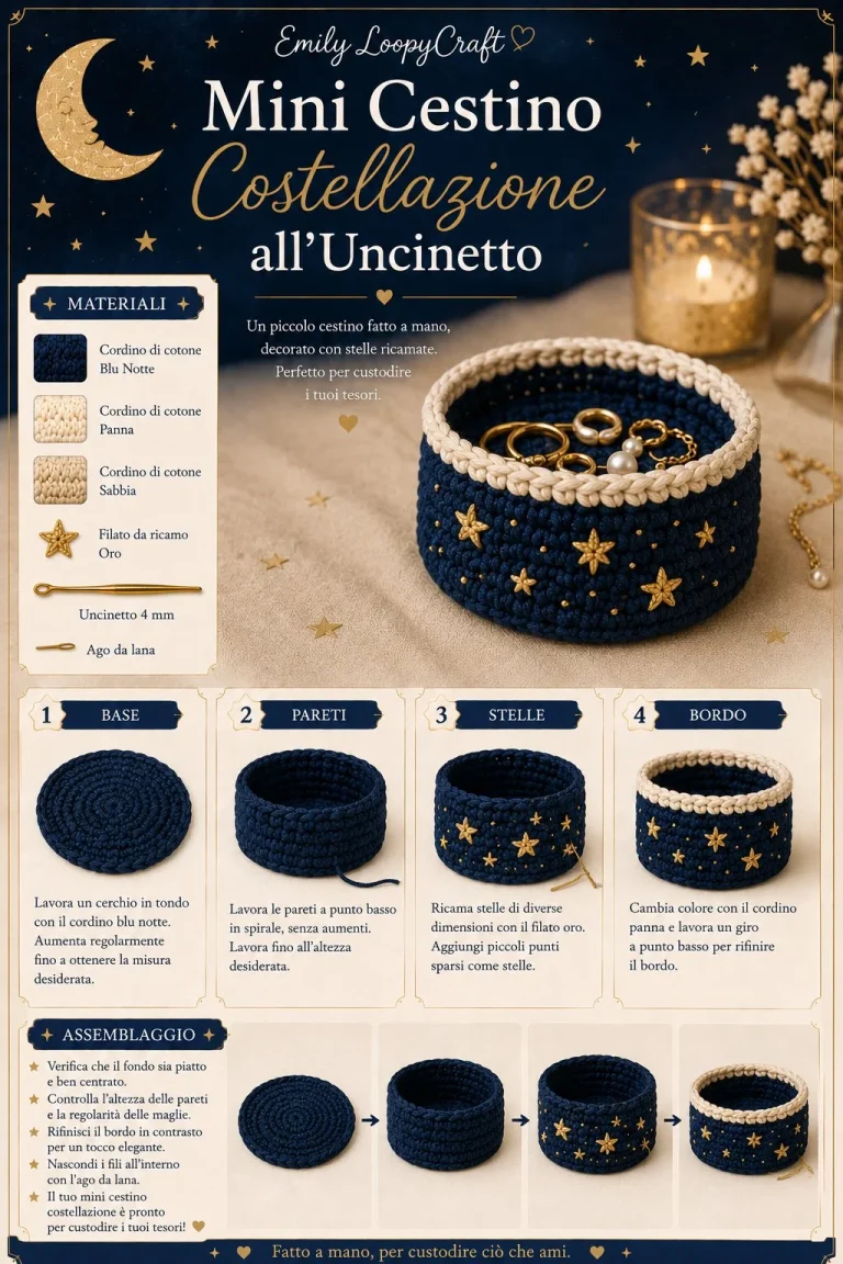 Mini cestino all'uncinetto costellazione fatto a mano