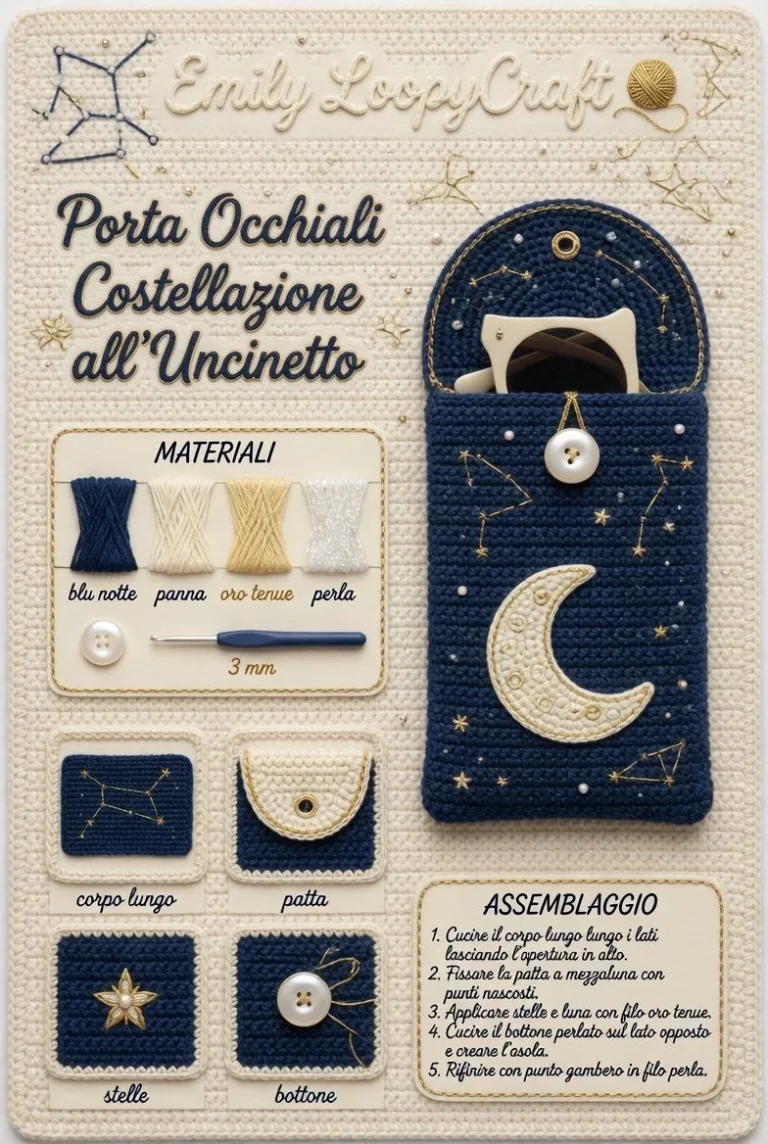 Porta occhiali costellazione all'uncinetto fatto a mano
