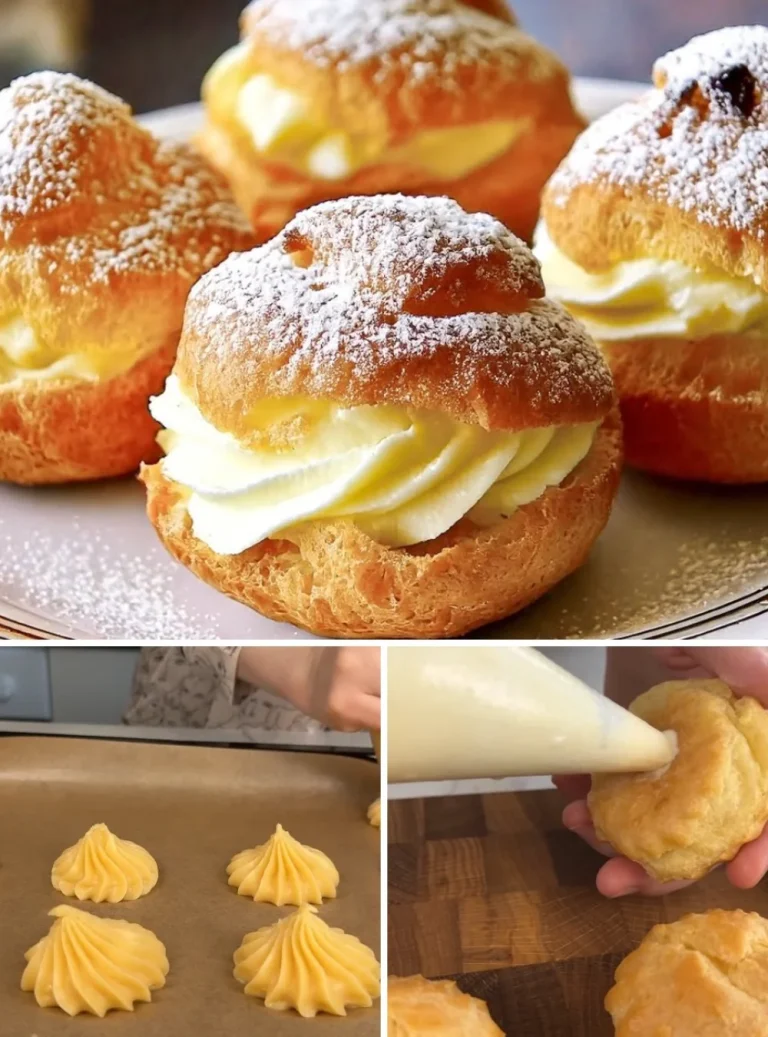 Profiteroles con crema e cioccolato, un dolce delizioso e invitante