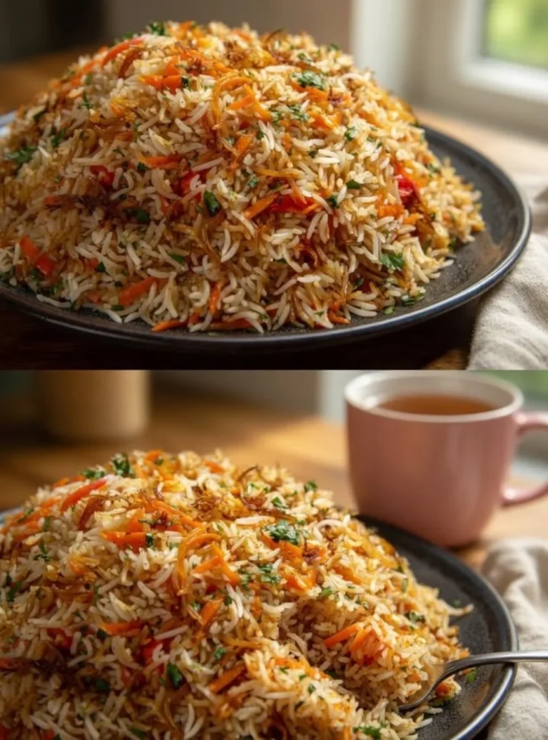 Piatto di Riso Yemenita pronto da servire con spezie e ingredienti freschi