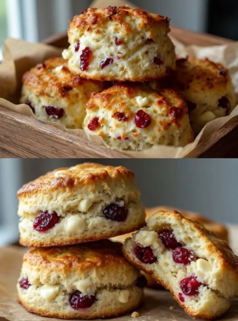 Scones all'arancia e cranberry, perfetti per il tè con profumo accogliente.