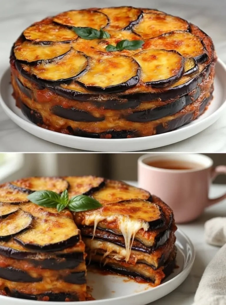 Fetta di torta di melanzane gustosa e facile da preparare