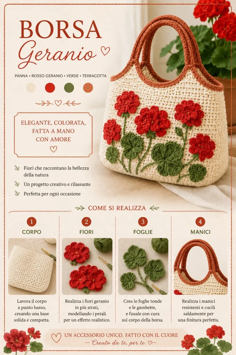 Borsa floreale all'uncinetto decorativa per il balcone