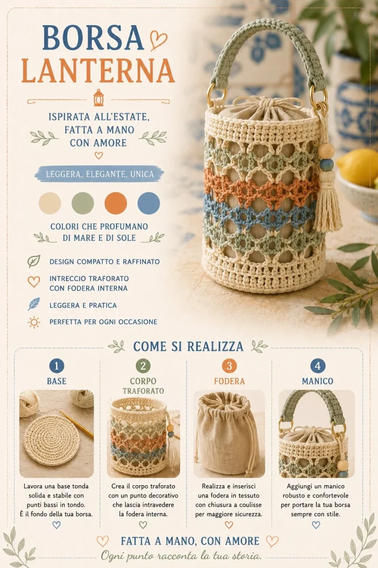 Borsa mini lanterna all'uncinetto realizzata per l'estate.
