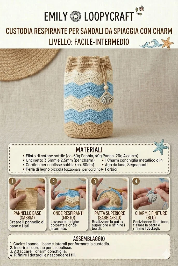 Borsa Porta Sandali all’Uncinetto in diverse colorazioni
